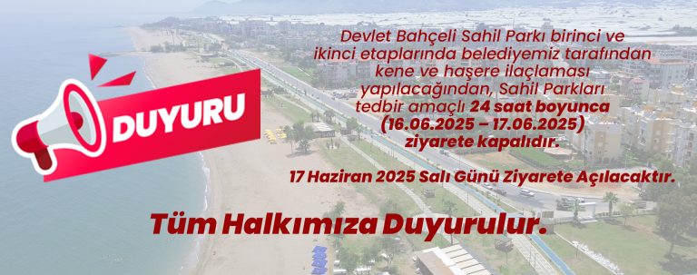 Anamur Belediye Başkanlığından duyurulur.